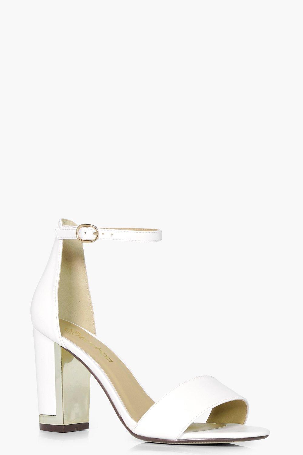 wide fit block heels gold