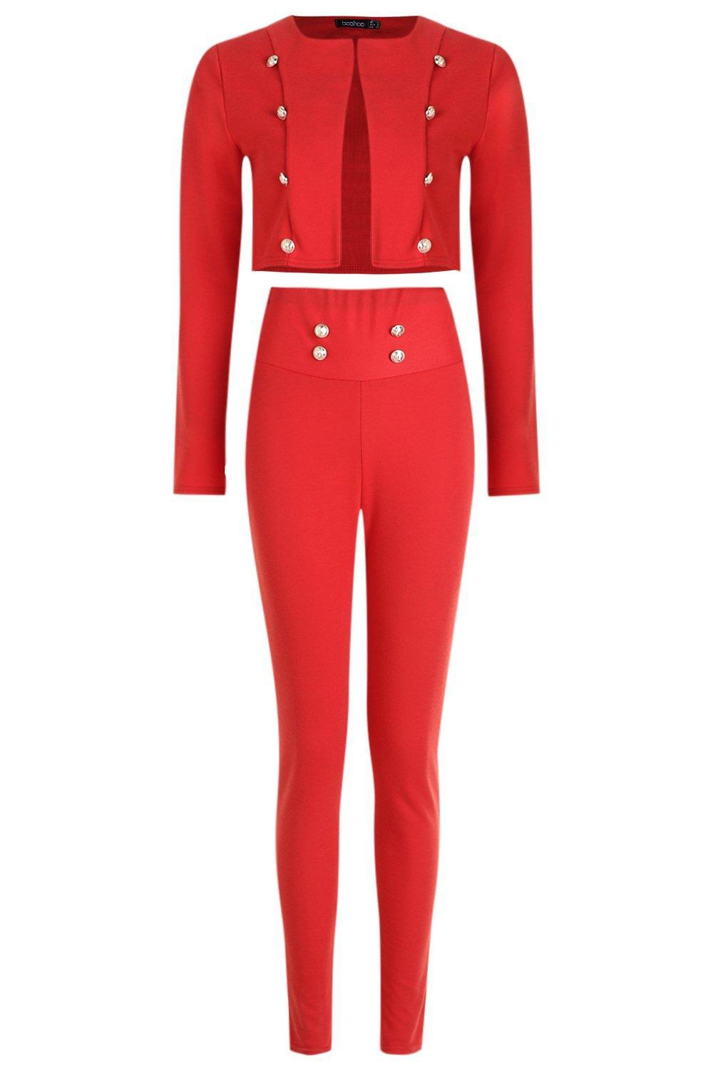 red blazer co ord set