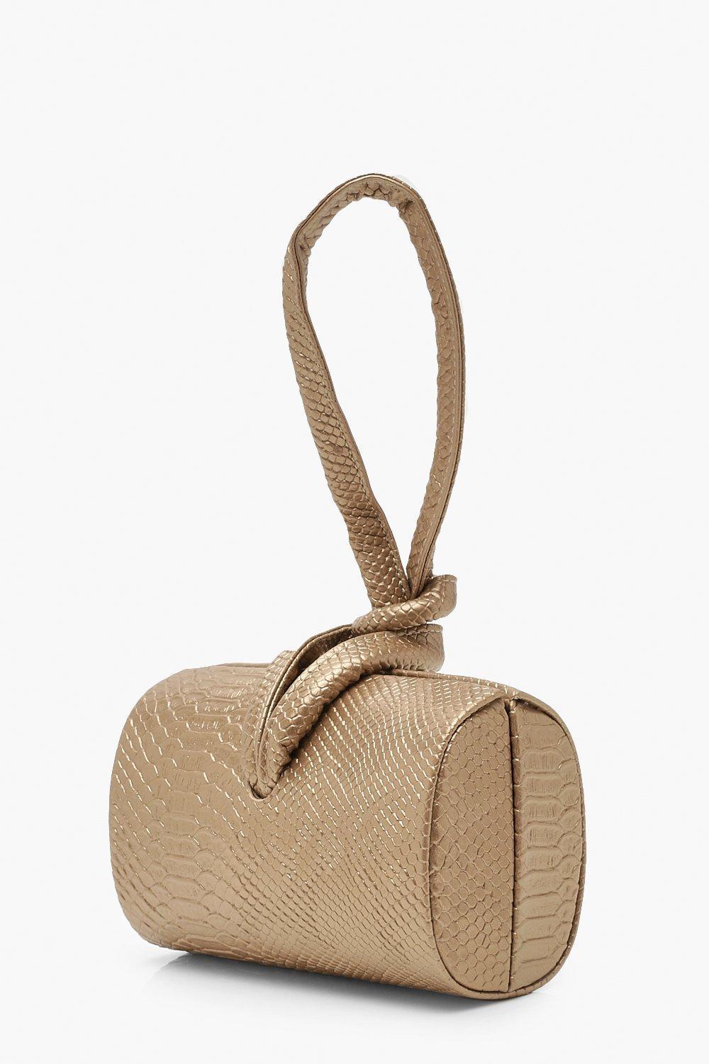 Boohoo Metallic Mini Knot Handle Clutch Bag Lyst