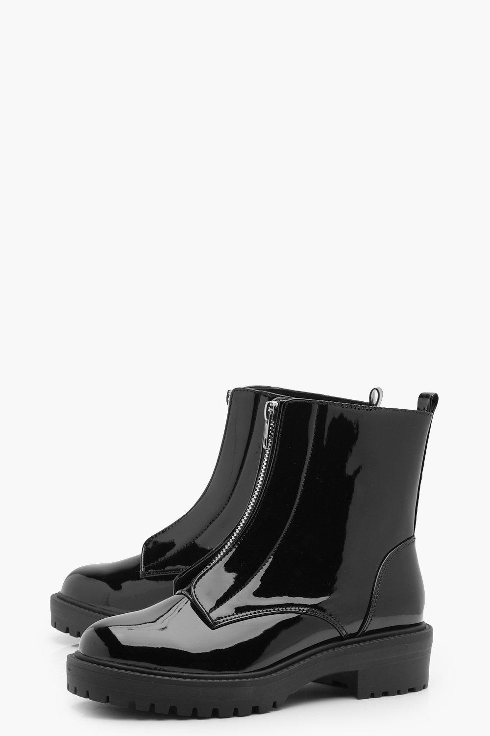 zip front biker boots