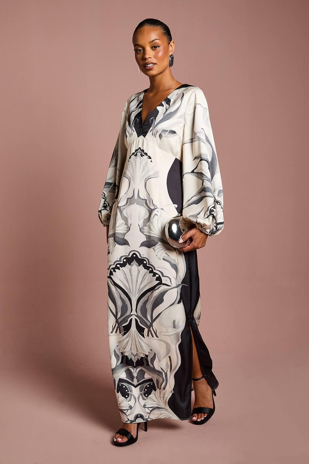 Coast Petite Long Sleeve Placement Print Midi Dress | Lyst Coast Petite Long Sleeve Placement Print Midi Dress | Lyst