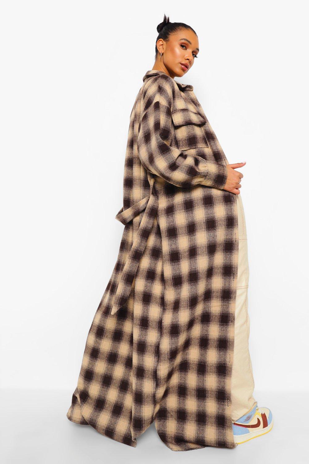 Oversized belted shacket boohoo Clearance