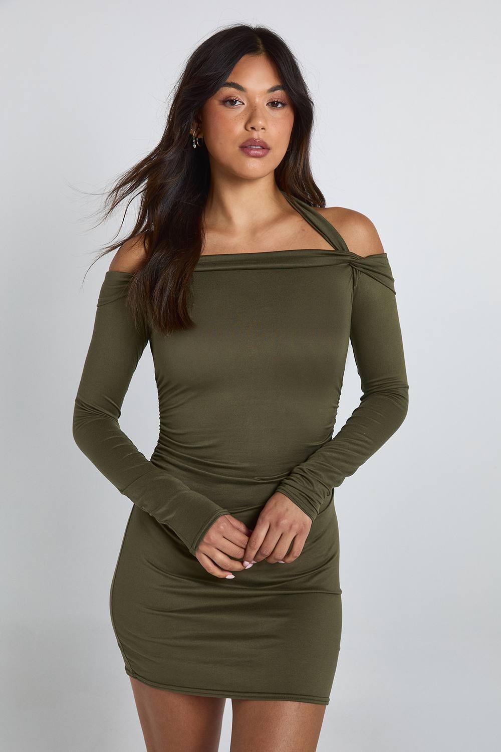 green emerald velvet dress Azura Off The Shoulder Maxi Dress Burnout | Green | Womens