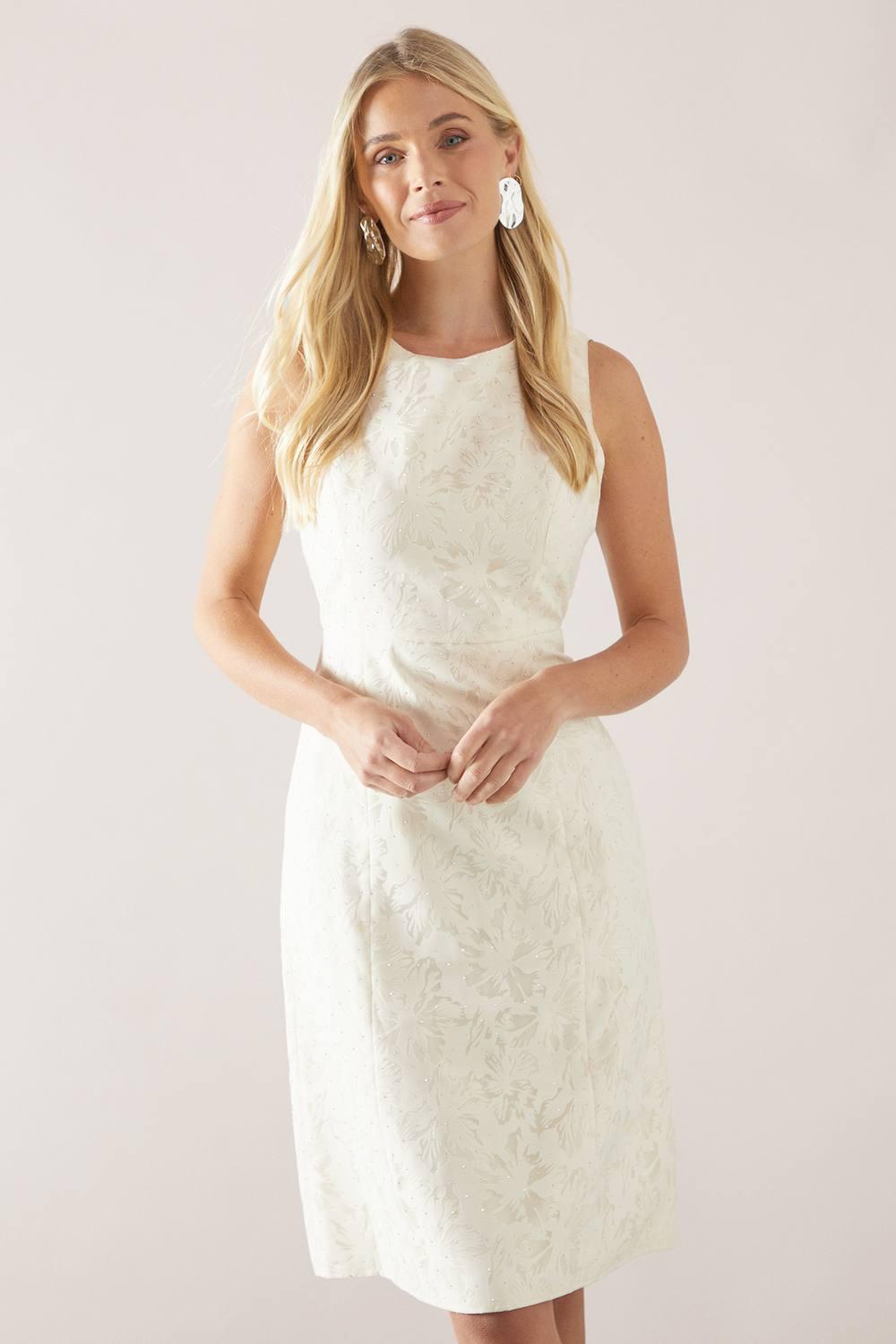 knee length white shirt dress Anecdote U-Neckline Knee Length Dress White main image 0