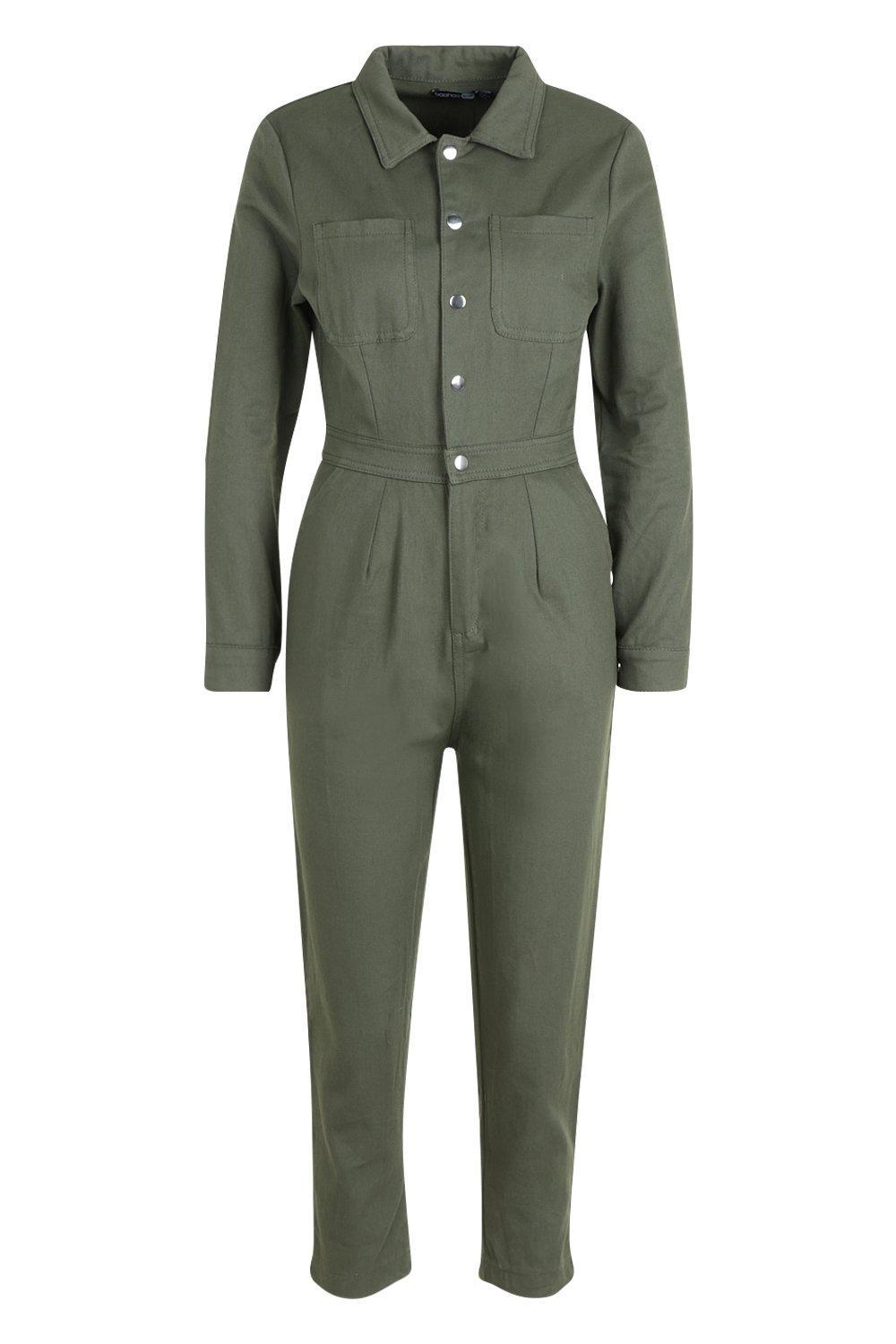 khaki denim boiler suit