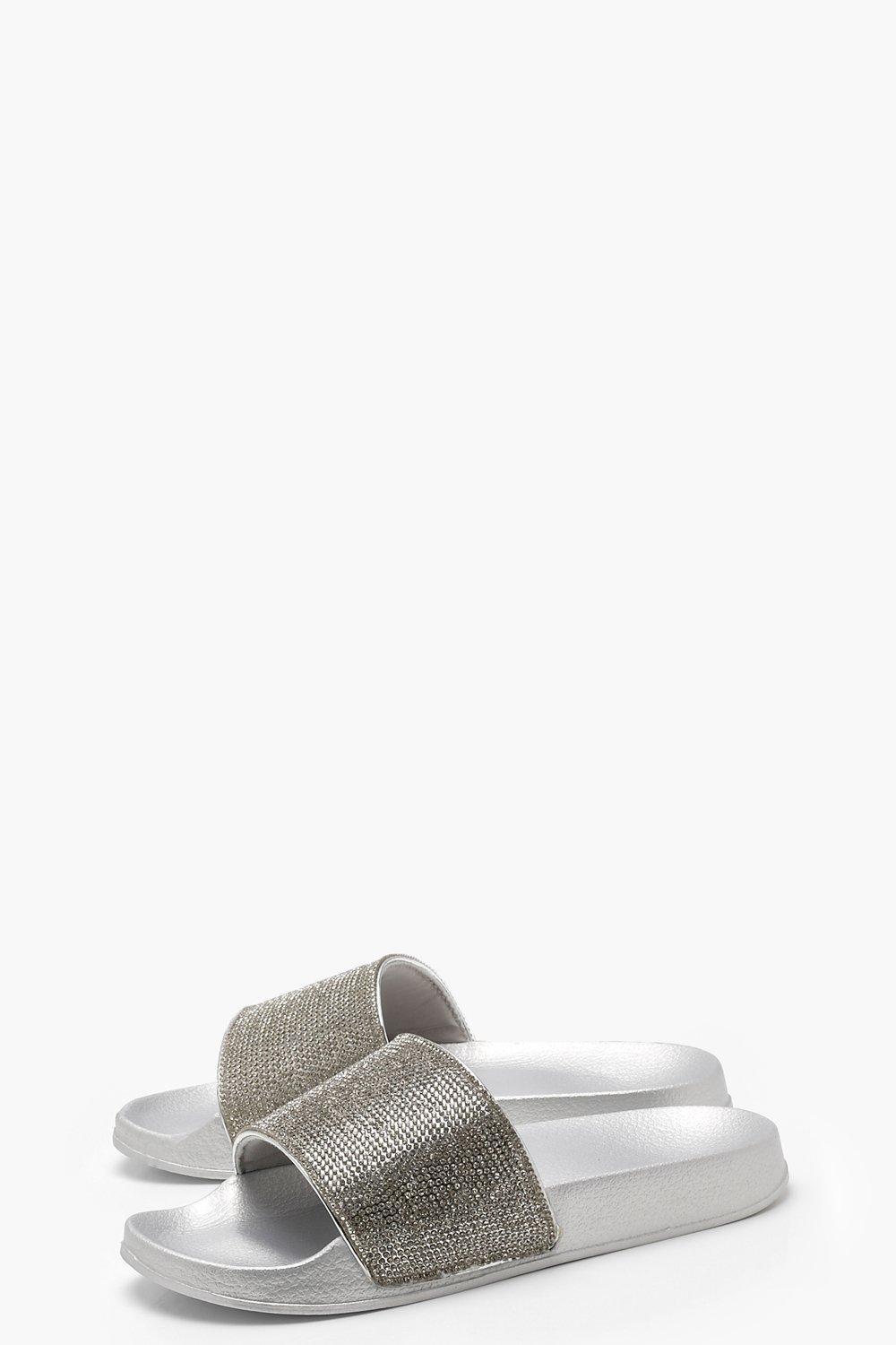 wide fit diamante sliders