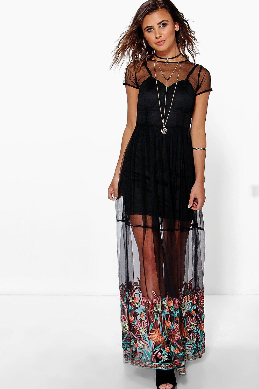 black net maxi dress