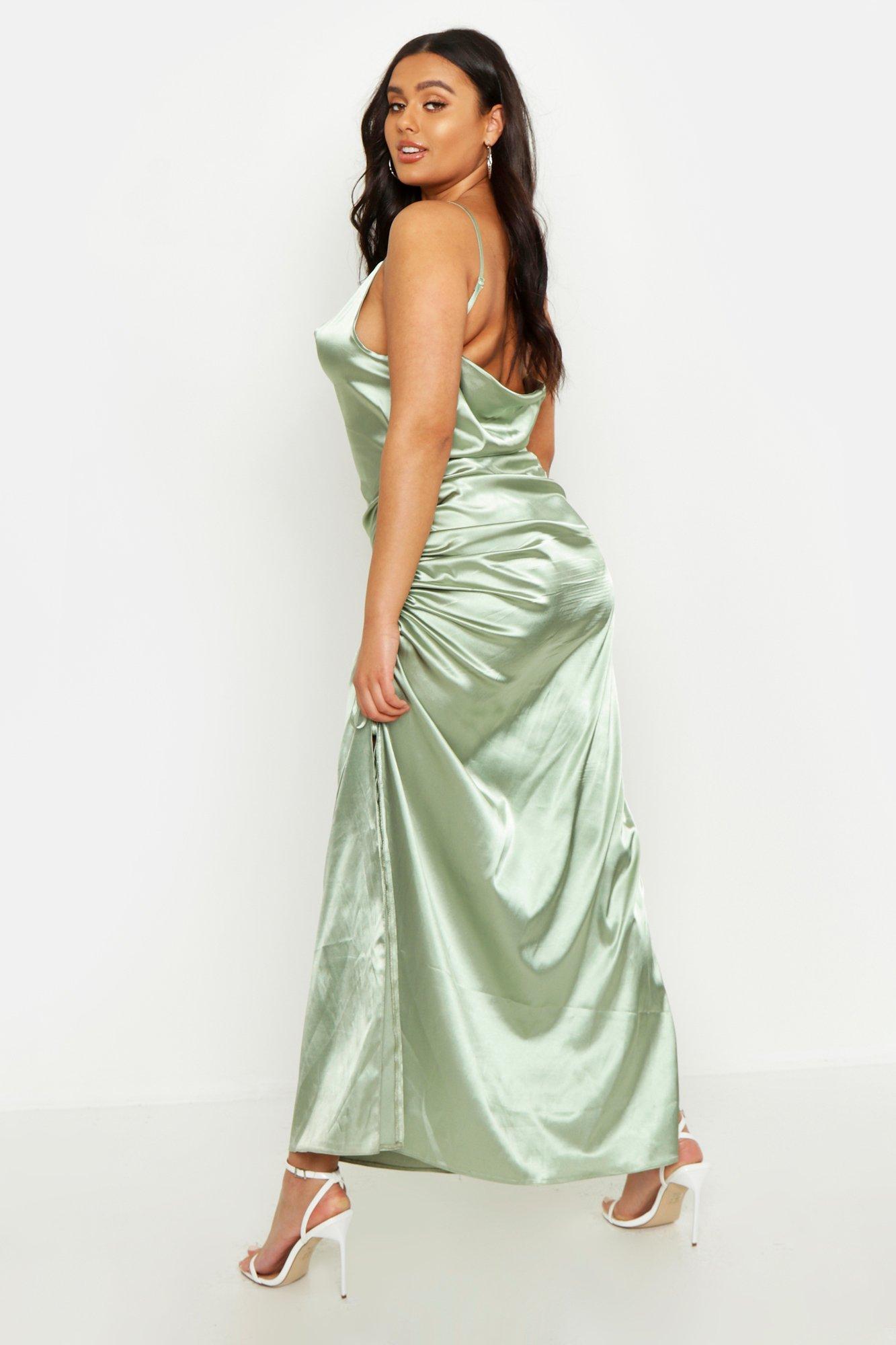 black satin cowl neck maxi dress