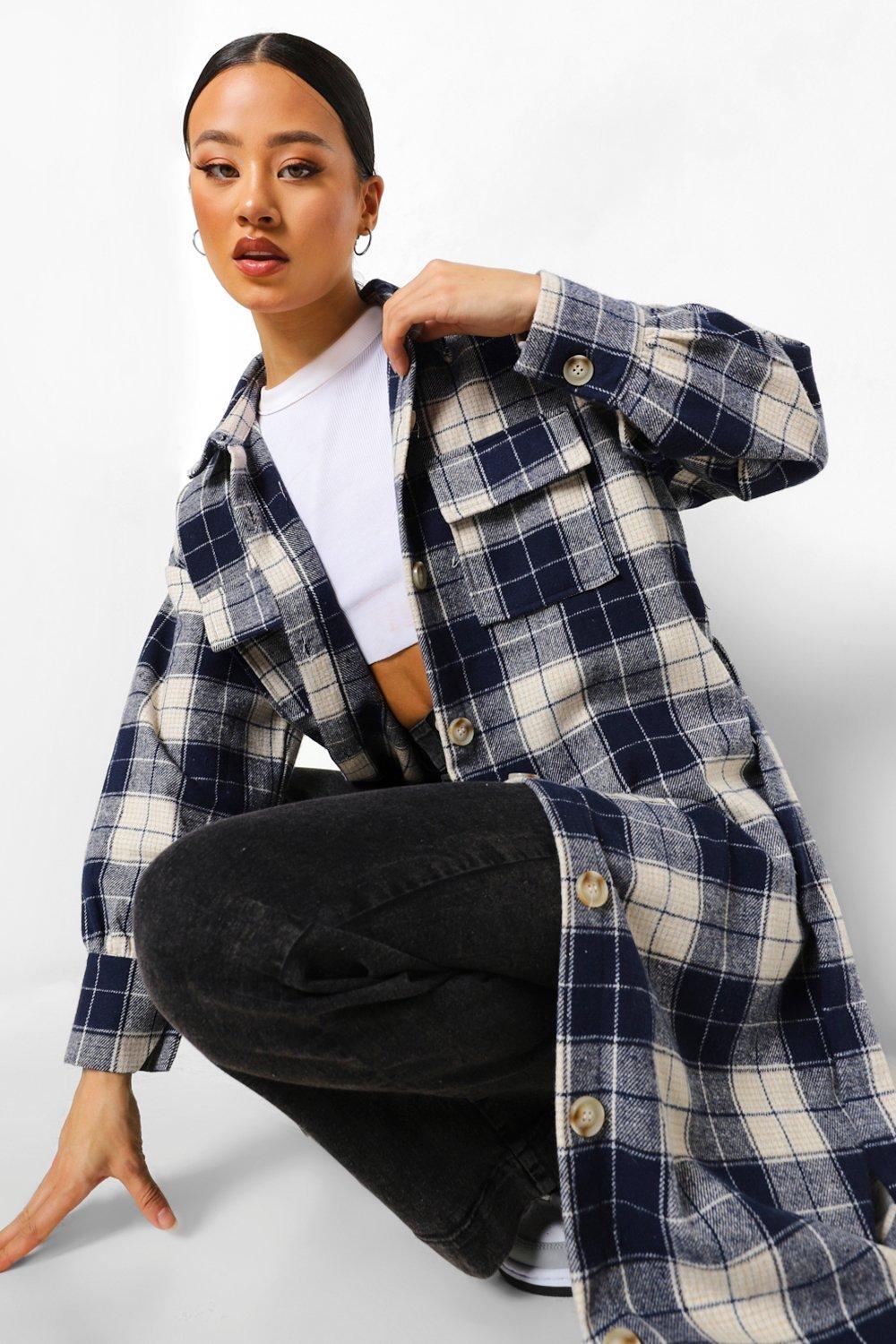 Oversized belted shacket boohoo Clearance