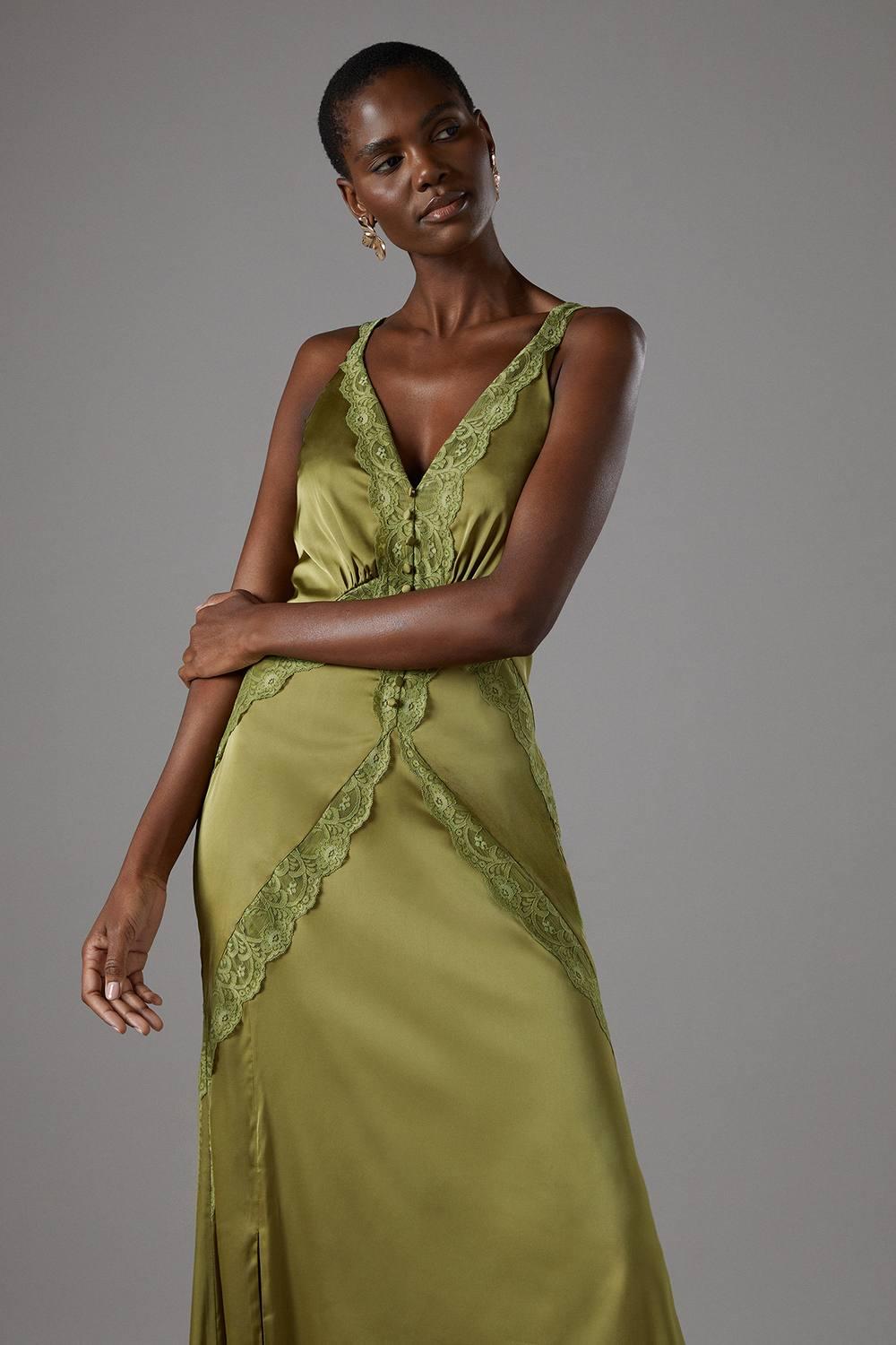 Coast Lace Trim Maxi Dress in Green | Lyst Coast Lace Trim Maxi Dress in Green | Lyst