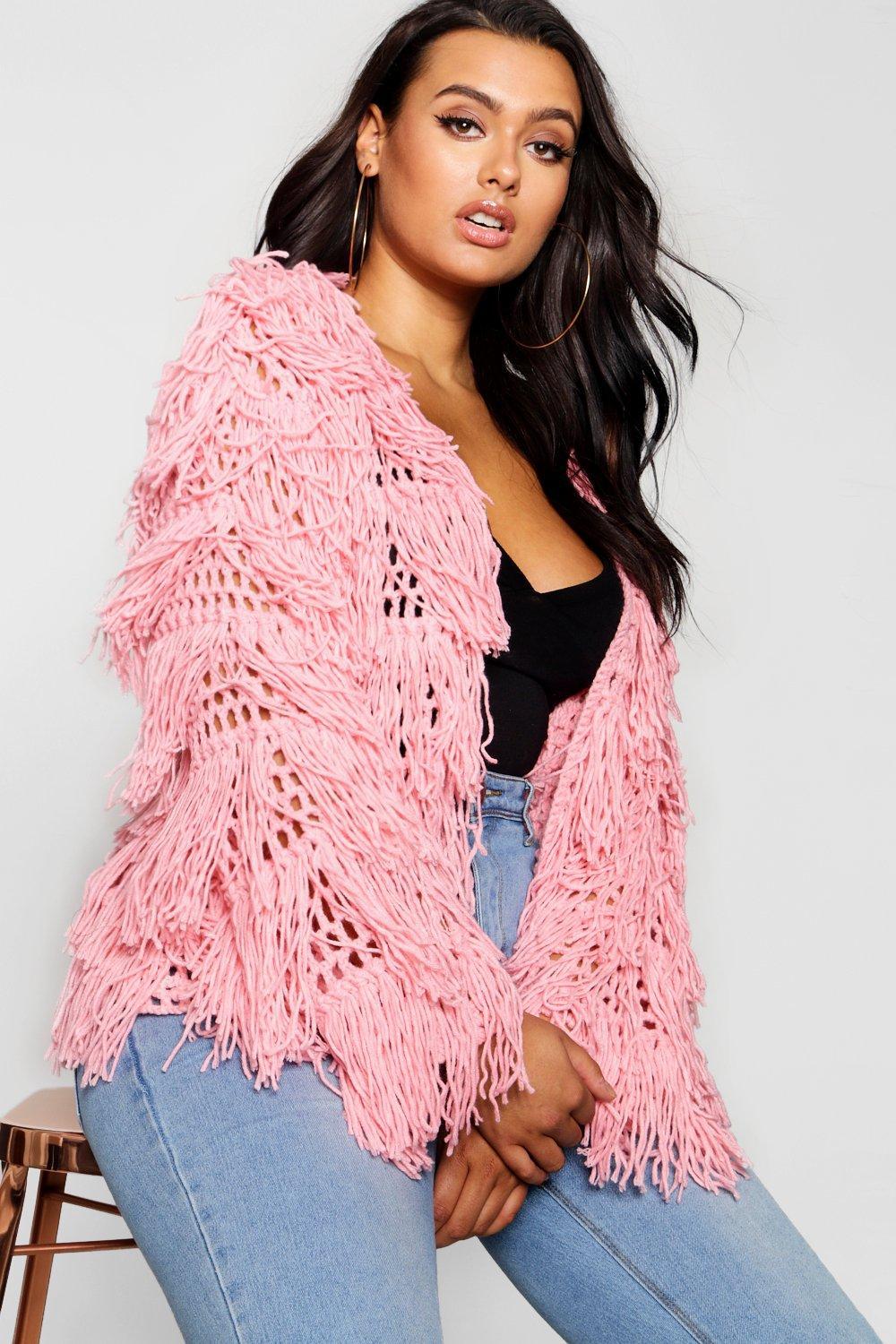 shaggy knit cropped cardigan