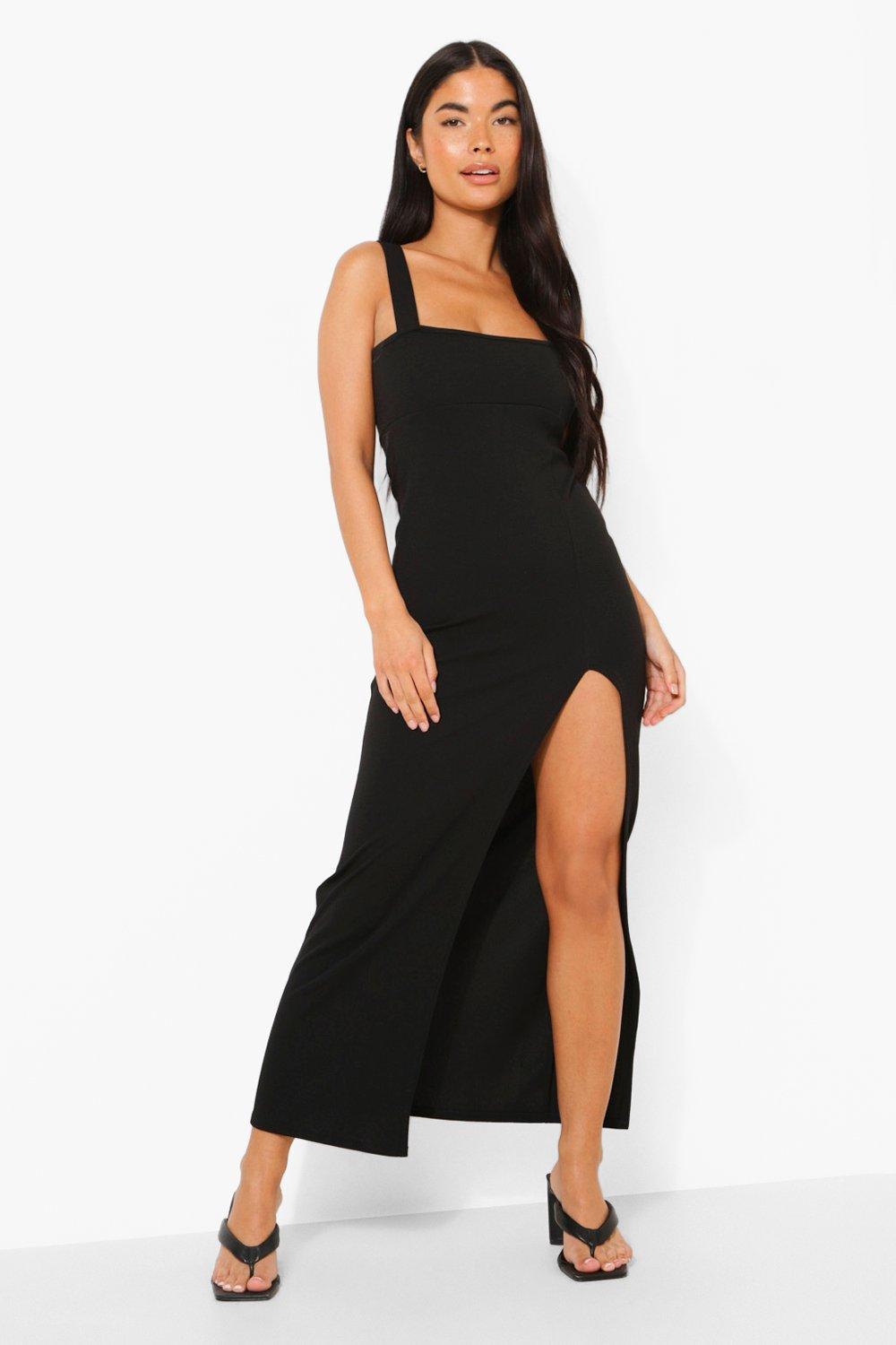 Petite square neck split maxi dress Clearance