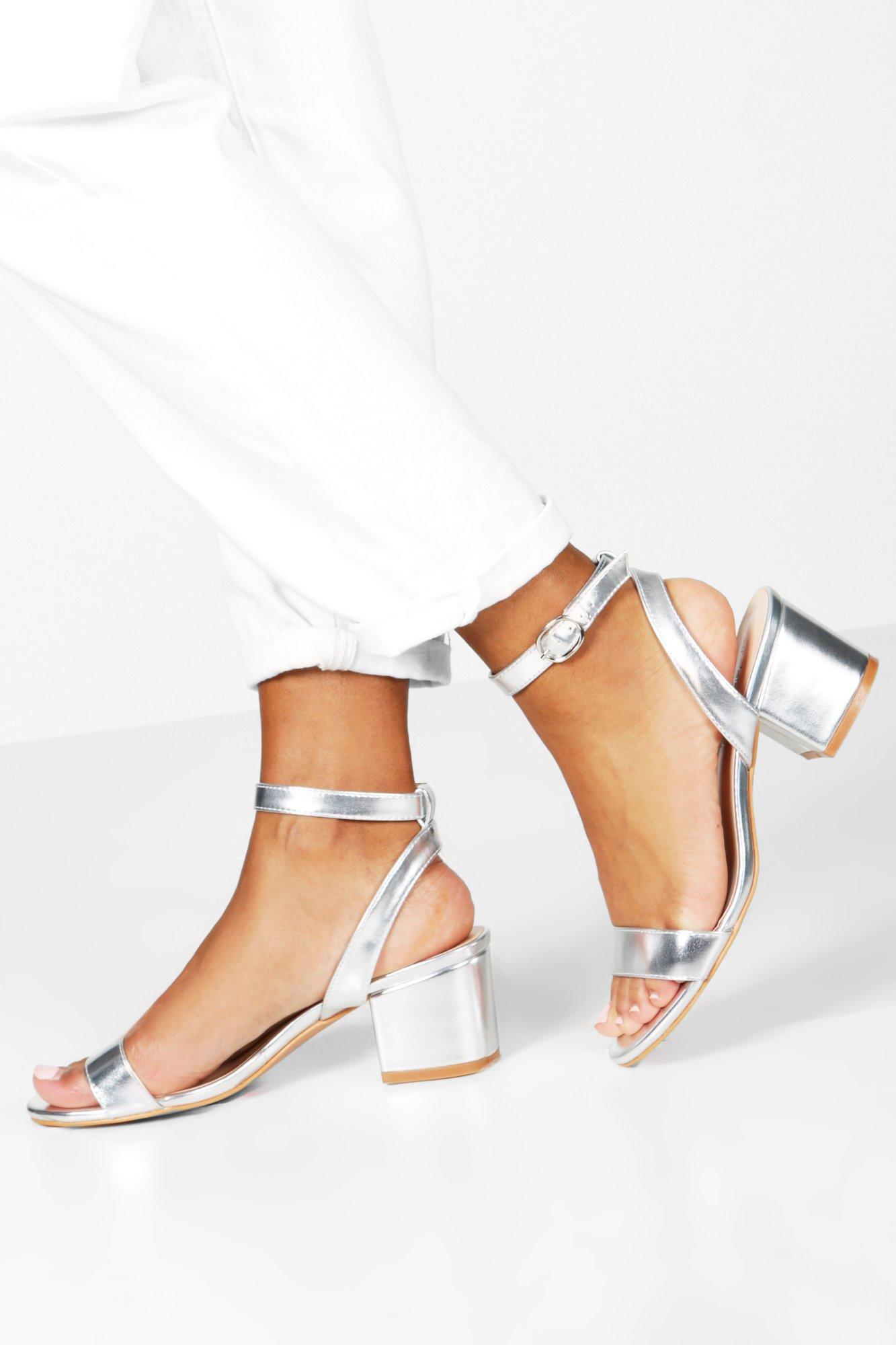 silver barely there heels wide fit