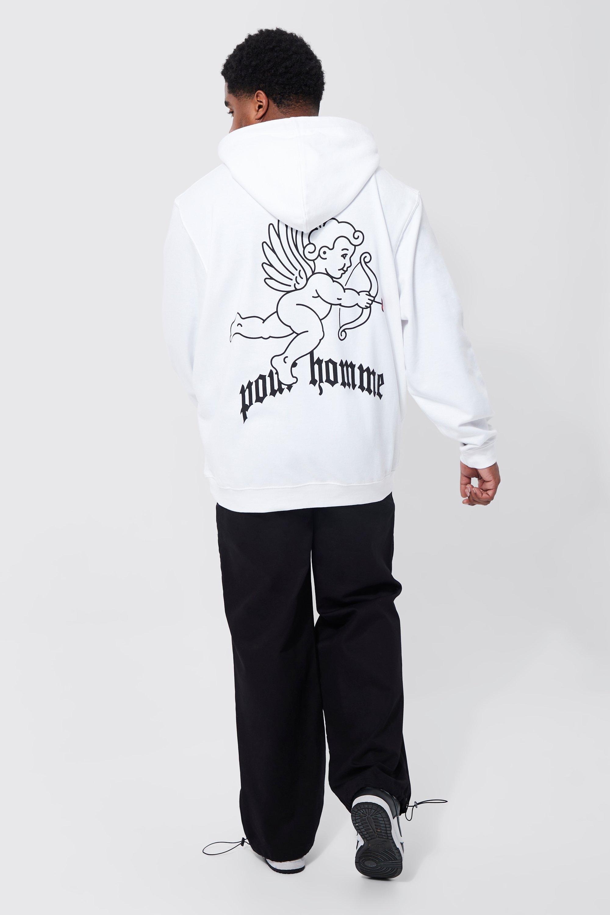 Boohoo Plus Pour Homme Cupid Graphic Hoodie in White | Lyst