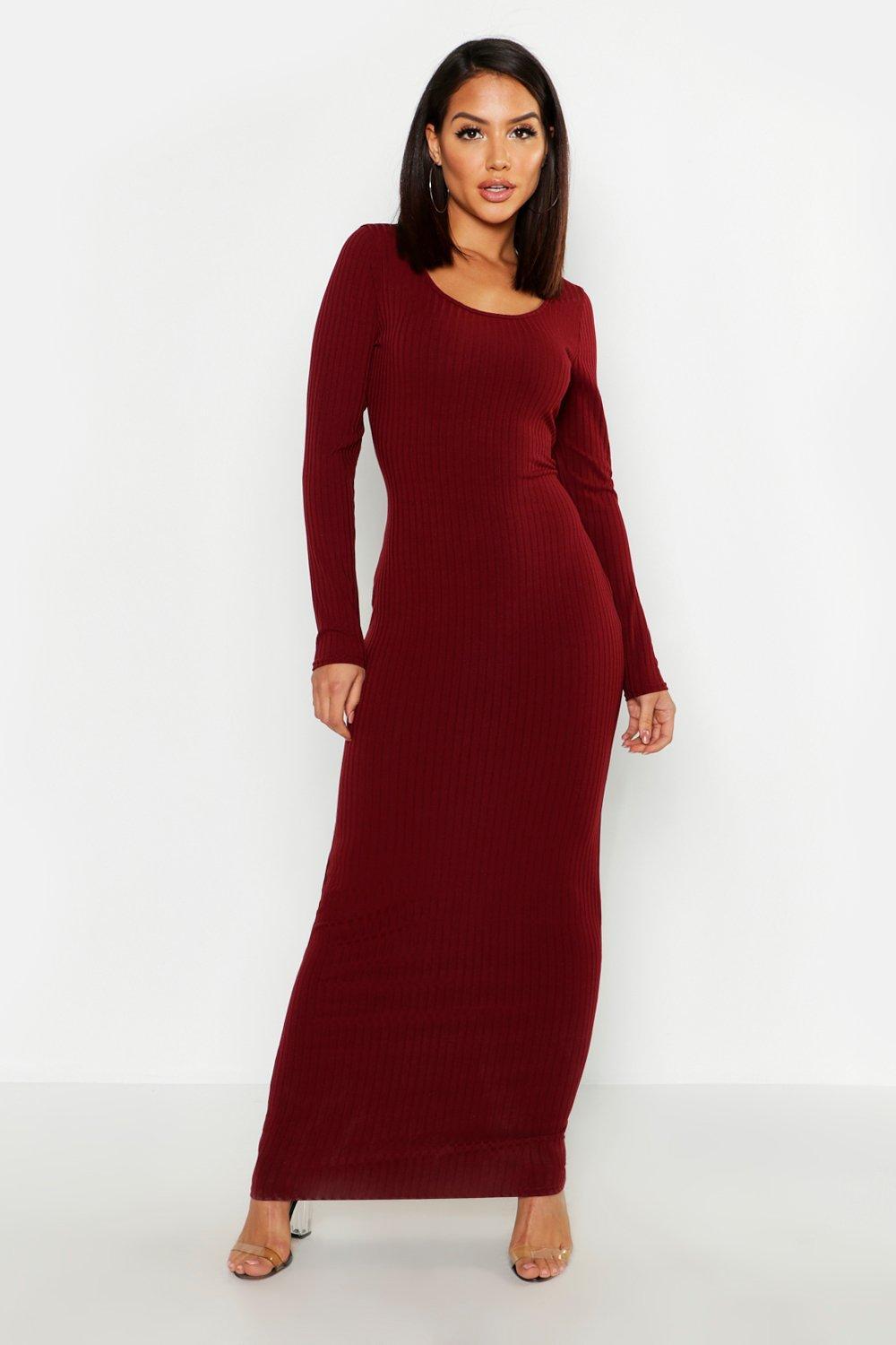 long sleeve maxi ribbed dress