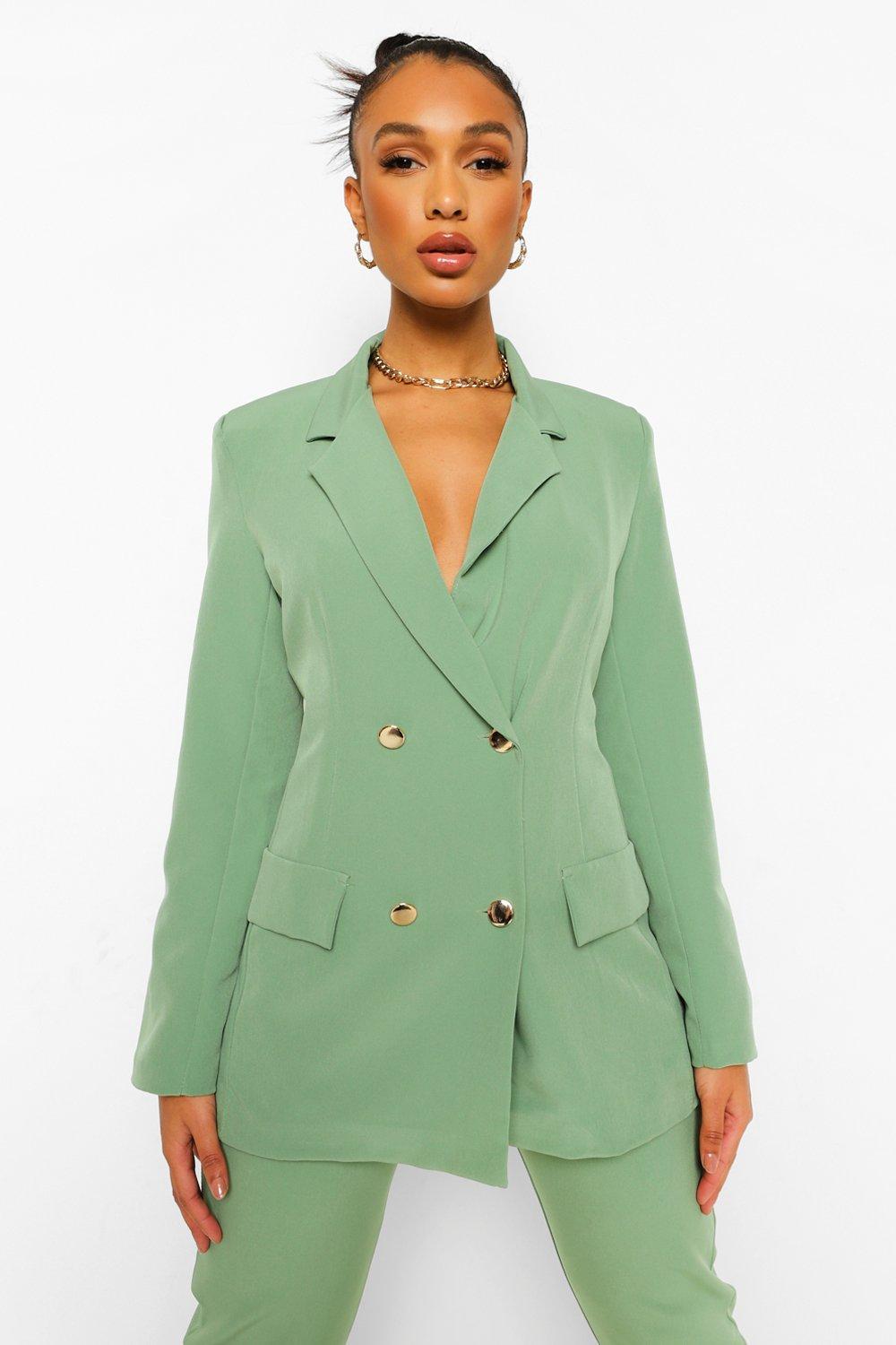 green fitted blazer