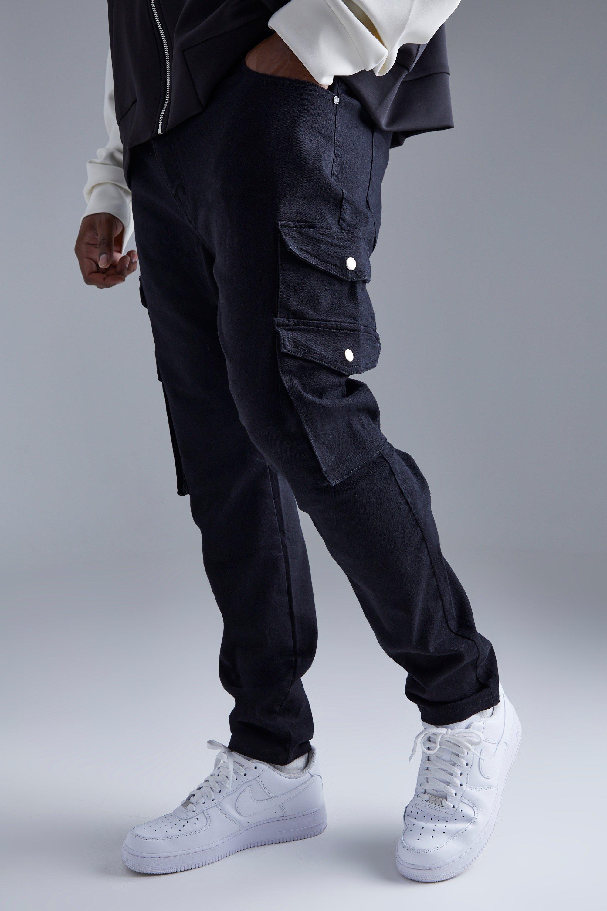 Boohoo Plus Skinny Stretch Cargo Jeans in Blue for Men Lyst