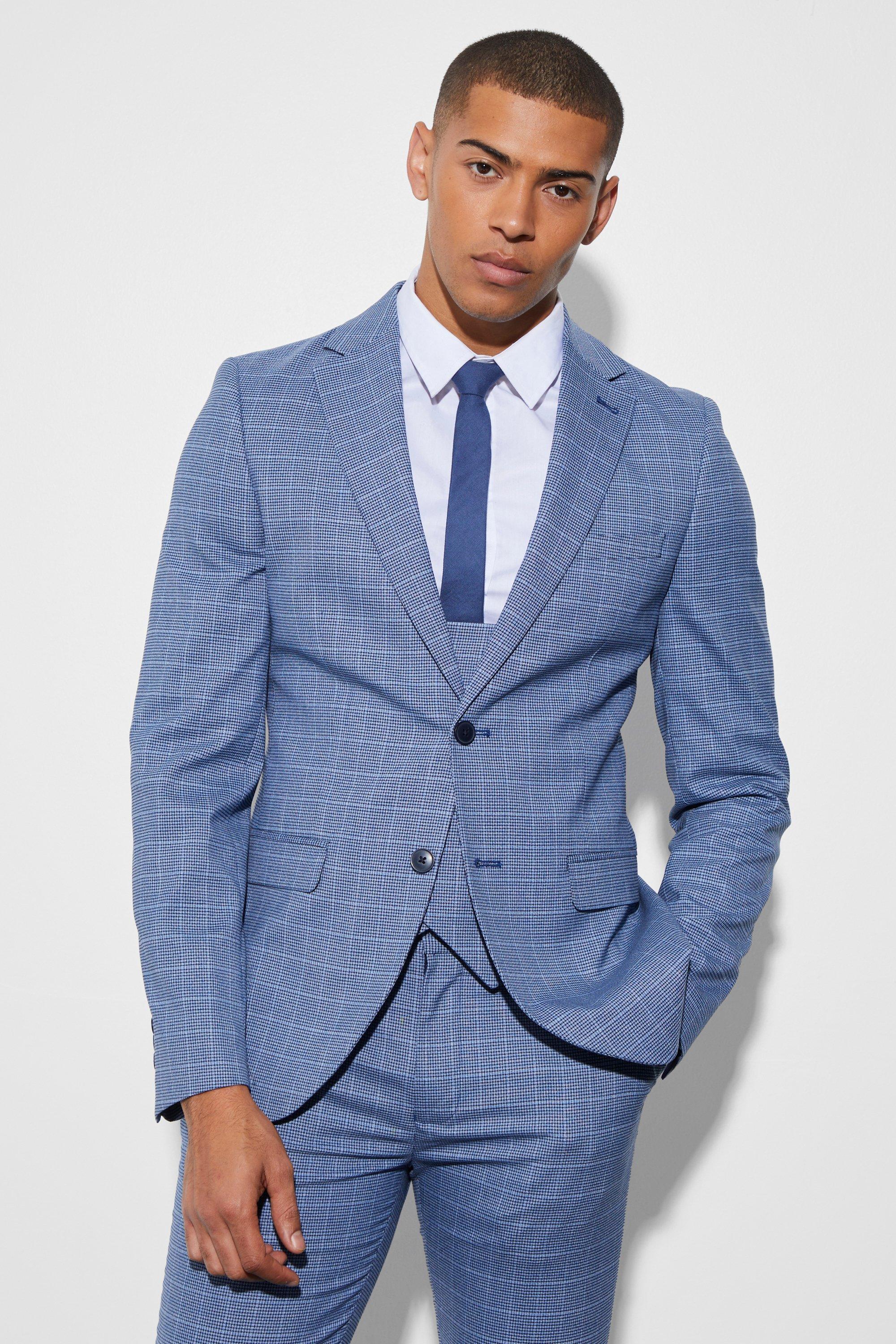 Skinny Single Breasted Check Suit Jacket