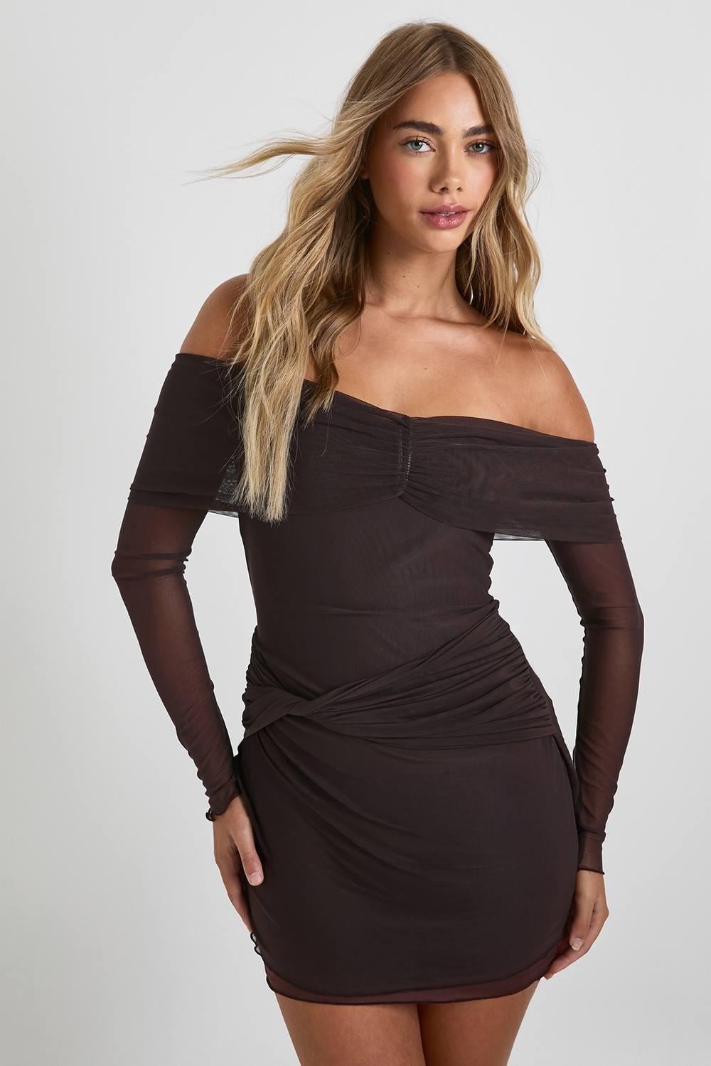 Designer Black Long Sleeve Bardot Dresses for Women - Up to 82% off | Lyst