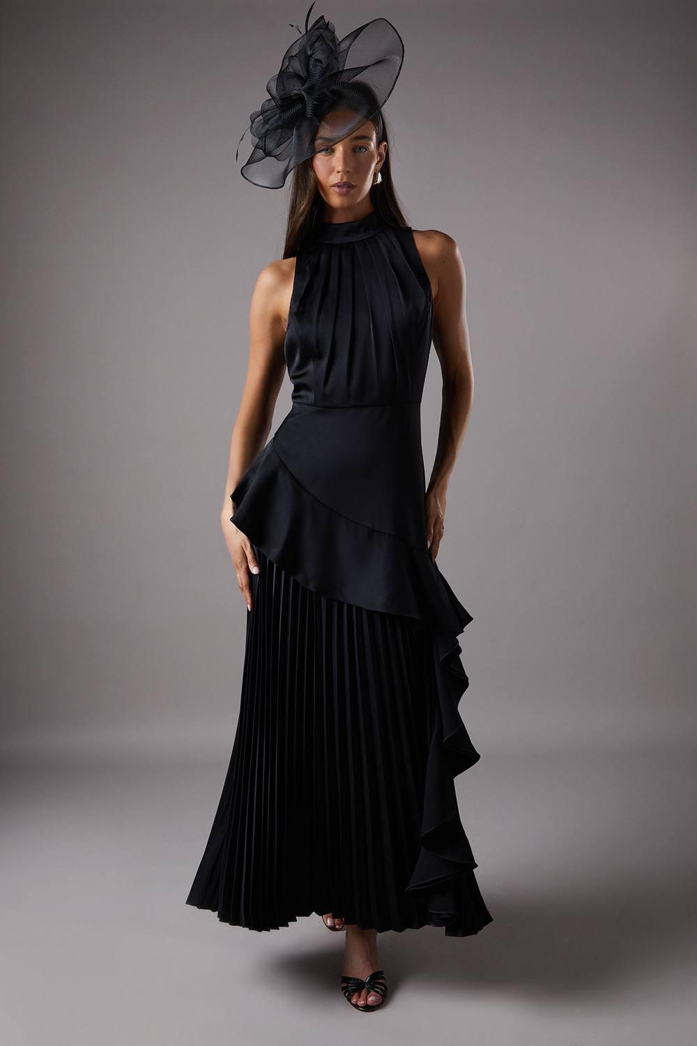 coast black satin dress Coast Satin Tie-Shoulder Maxi Dress - Black