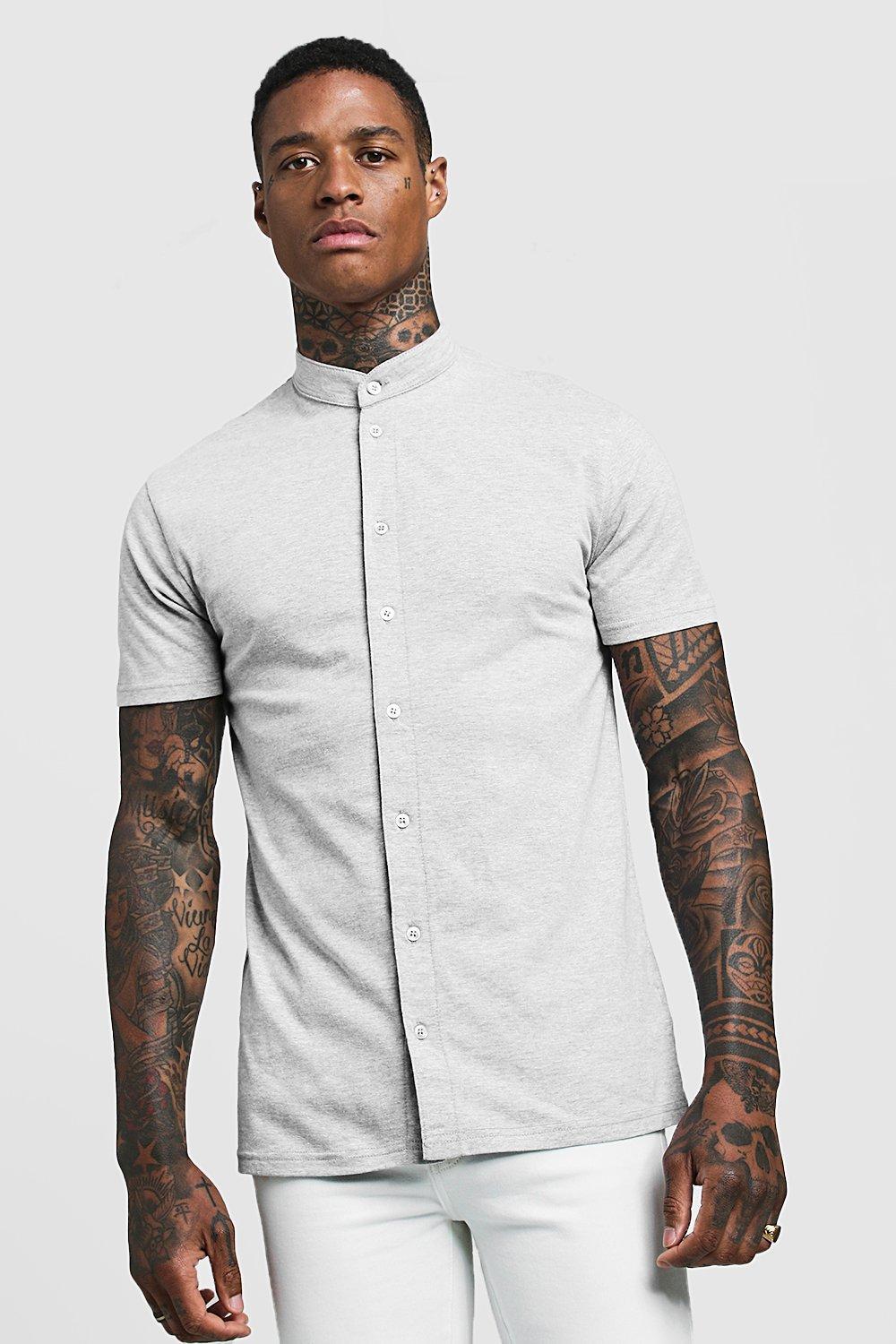 Download Boohoo Muscle Fit Short Sleeve Grandad Jersey Shirt in ...
