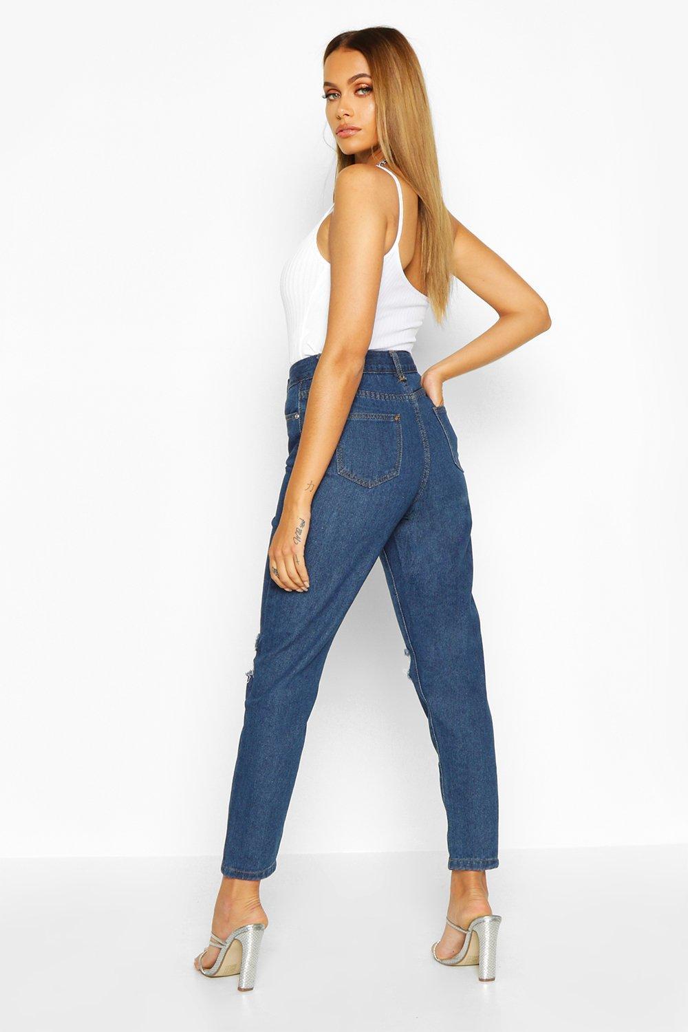 distressed mom jeans high waisted