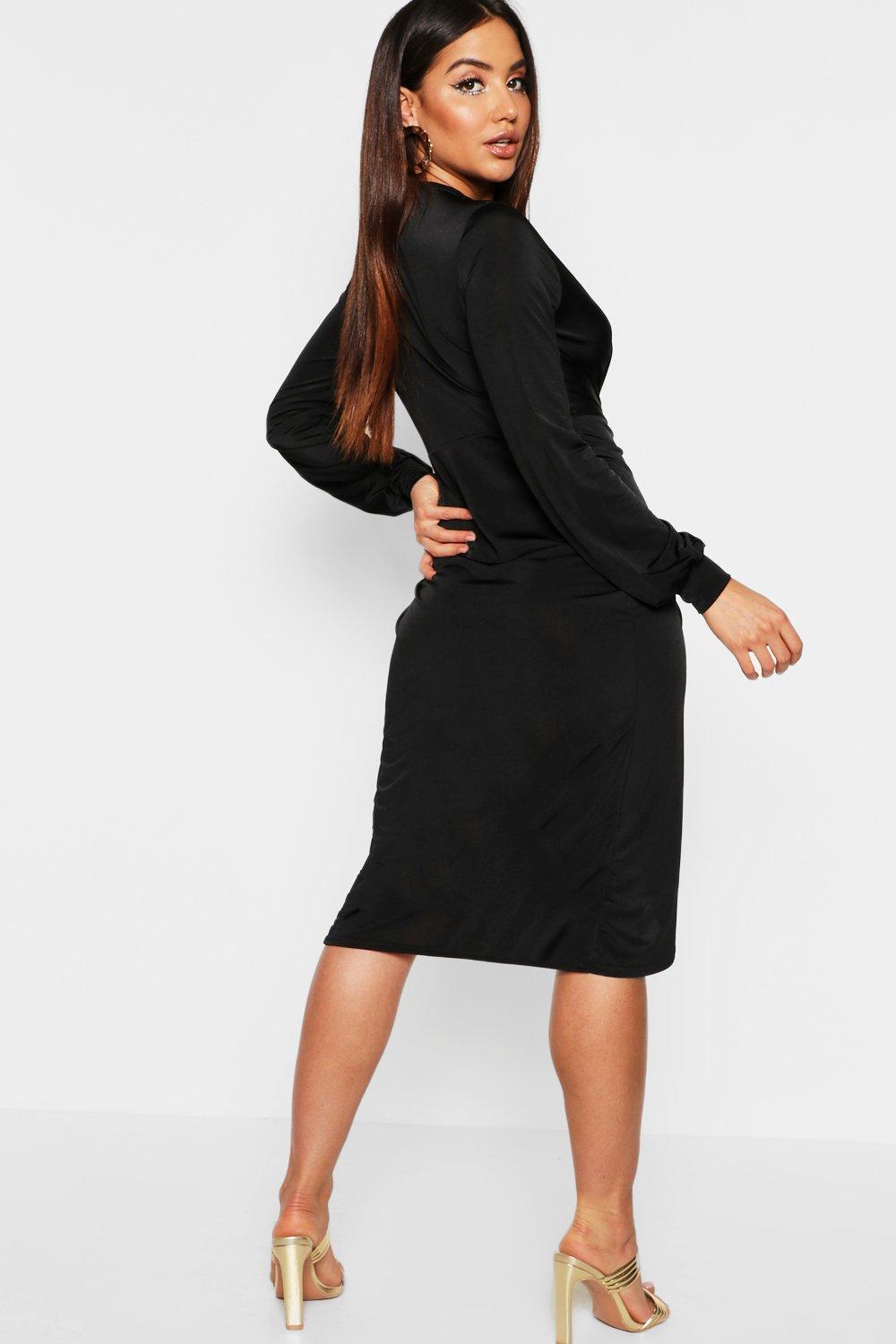 disco slinky twist front wrap dress