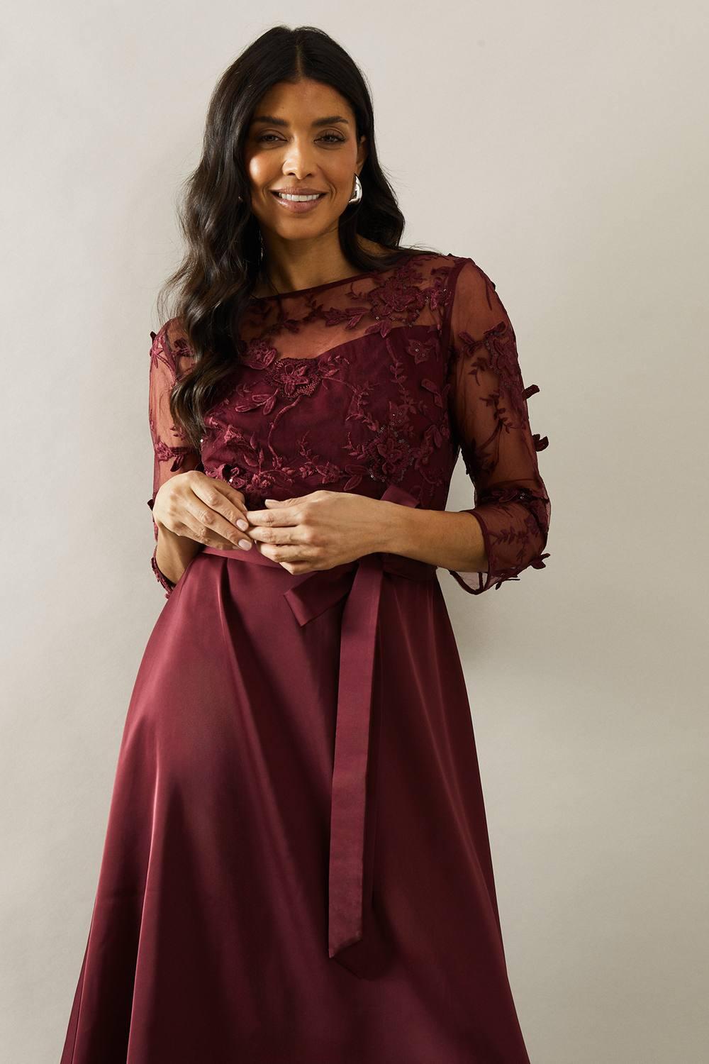 Wallis Occasion Satin And Mesh Overlay Fit And Flare Dress in Brown | Lyst Wallis Occasion Satin And Mesh Overlay Fit And Flare Dress in Brown | Lyst