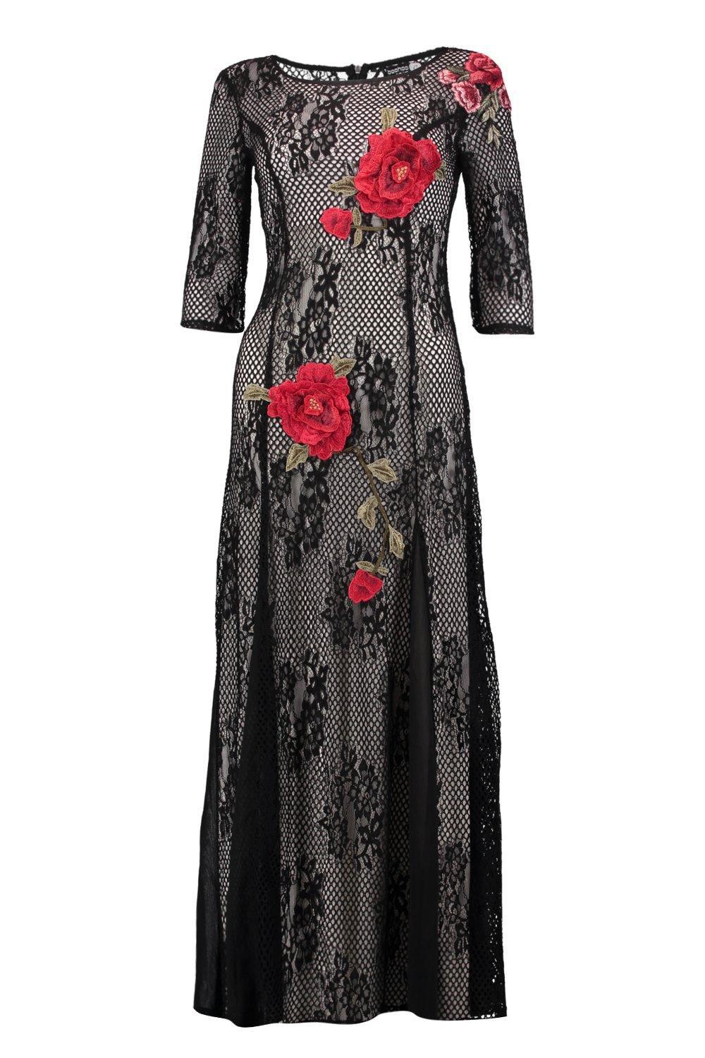 Boutique Applique Dress Black
