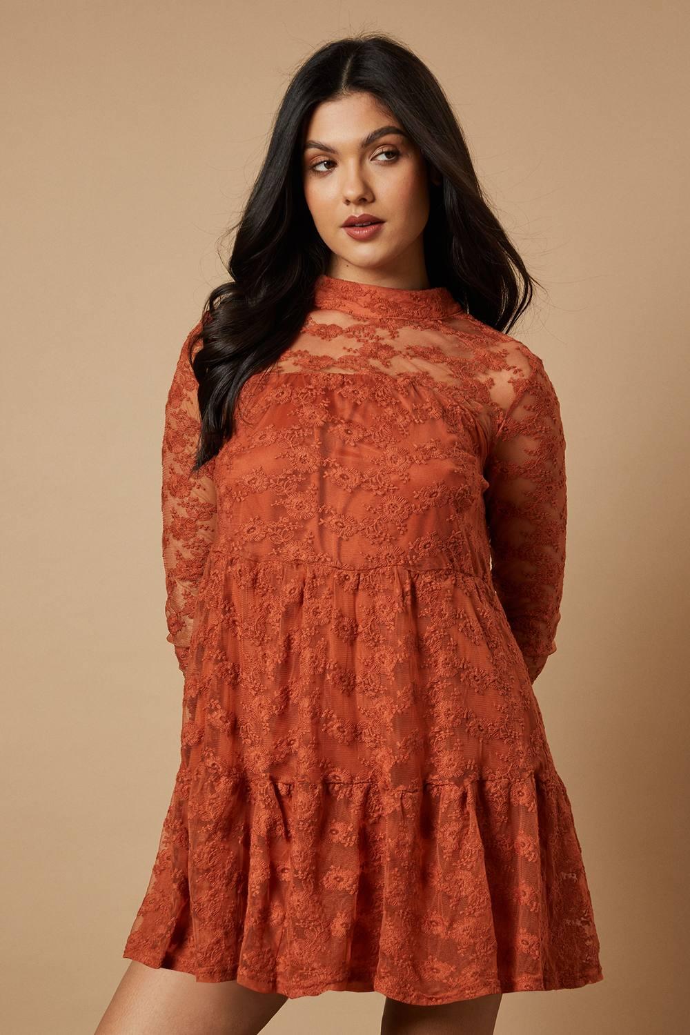 knee length dresses for ladies Sheer Lily Smock Dress