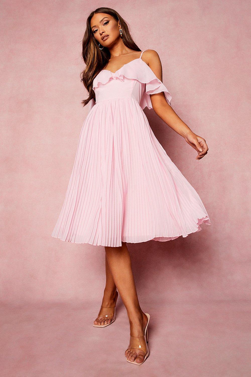 pink cold shoulder bridesmaid dress