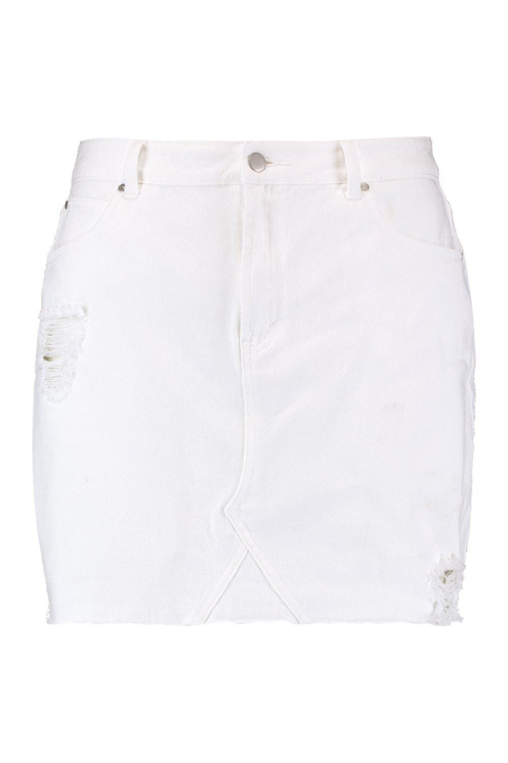 white ripped jean skirt