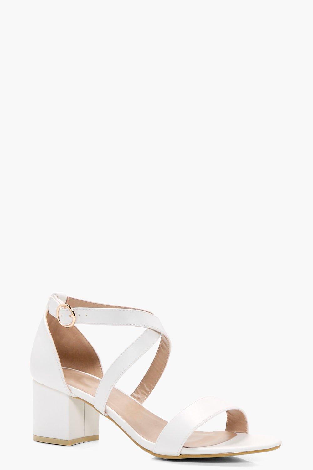 white small block heels