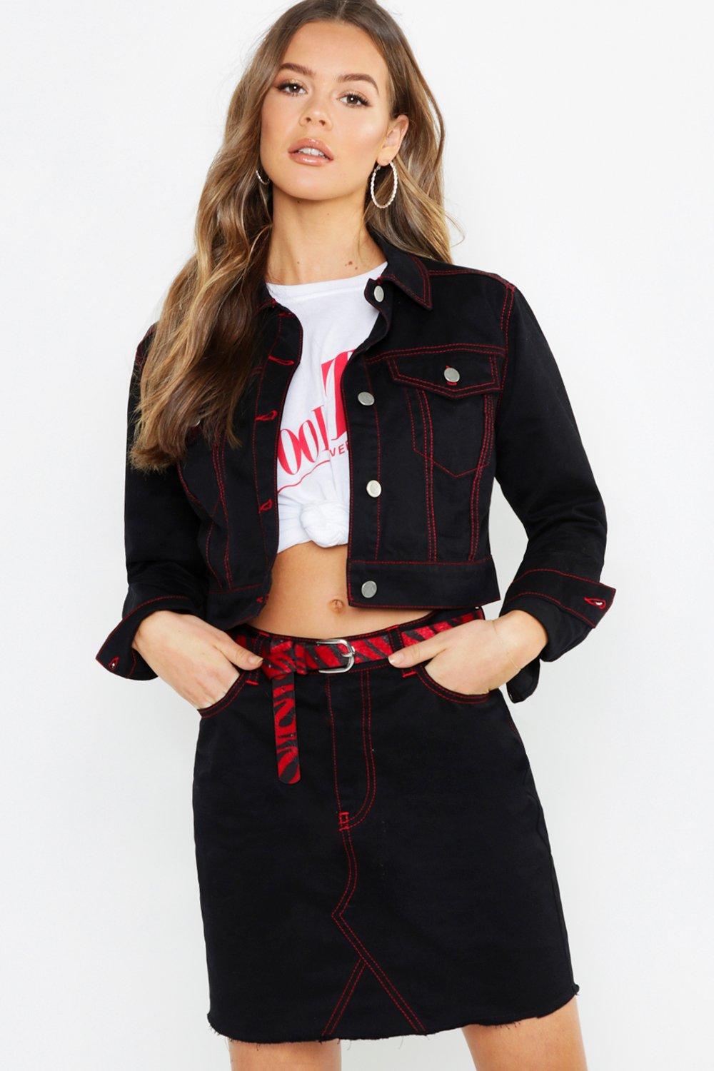 red denim jacket boohoo