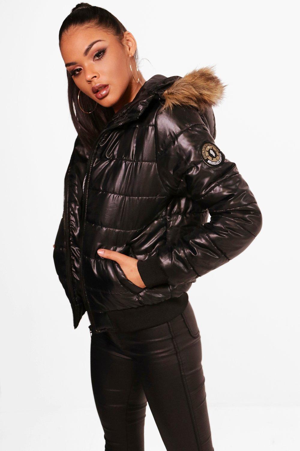 black bubble coat womens