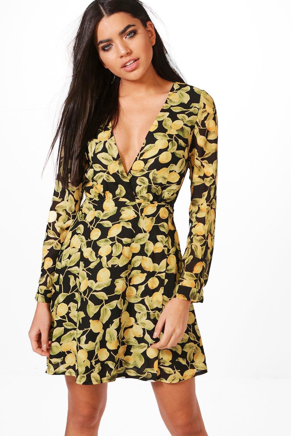 boohoo lemon print dress