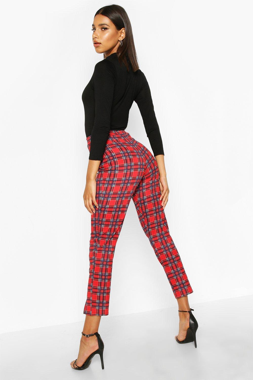 half black half red jeans