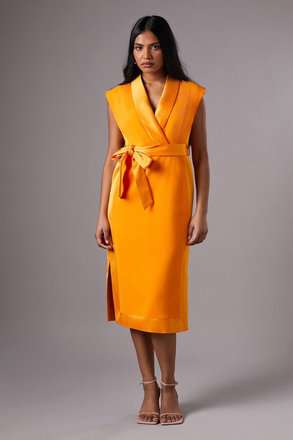 open lace back dress Burnt Orange Strappy Wrap Top Gathered Skirt Midi Dress – AX Paris US