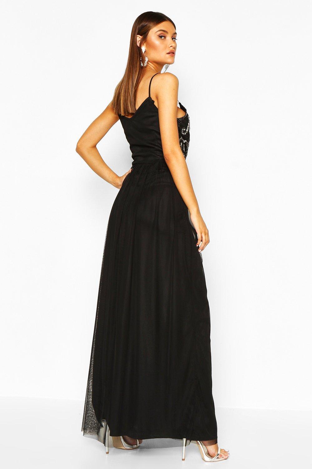 boohoo black prom dress