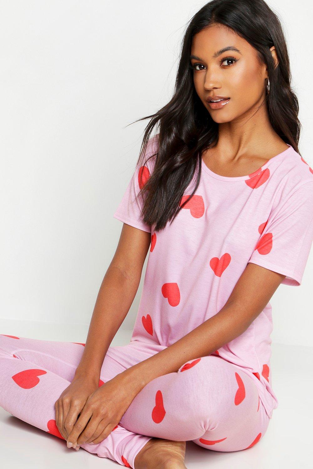 Heart print pj set Clearance