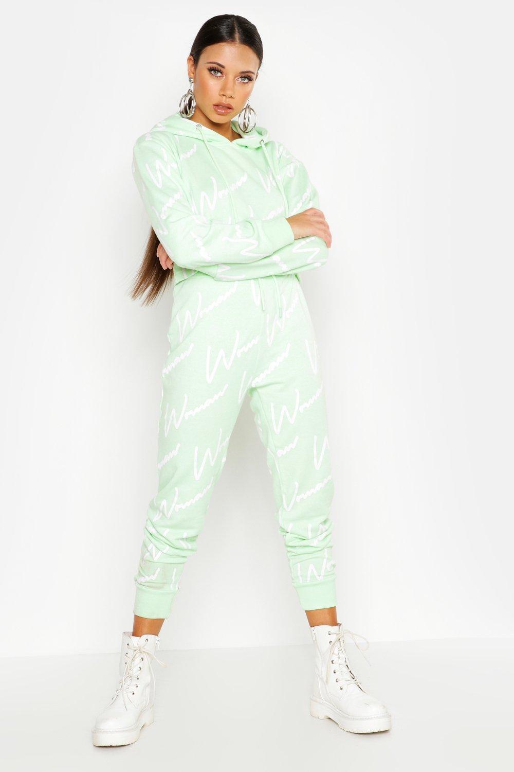 woman all over print hooded tracksuit