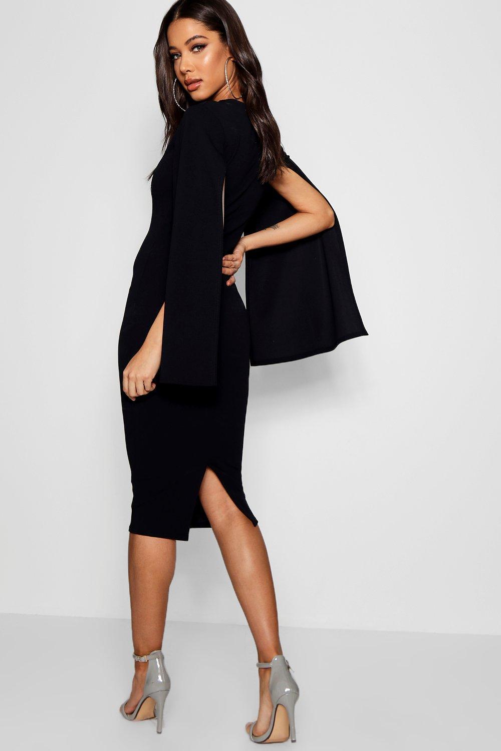 boohoo cape sleeve dress