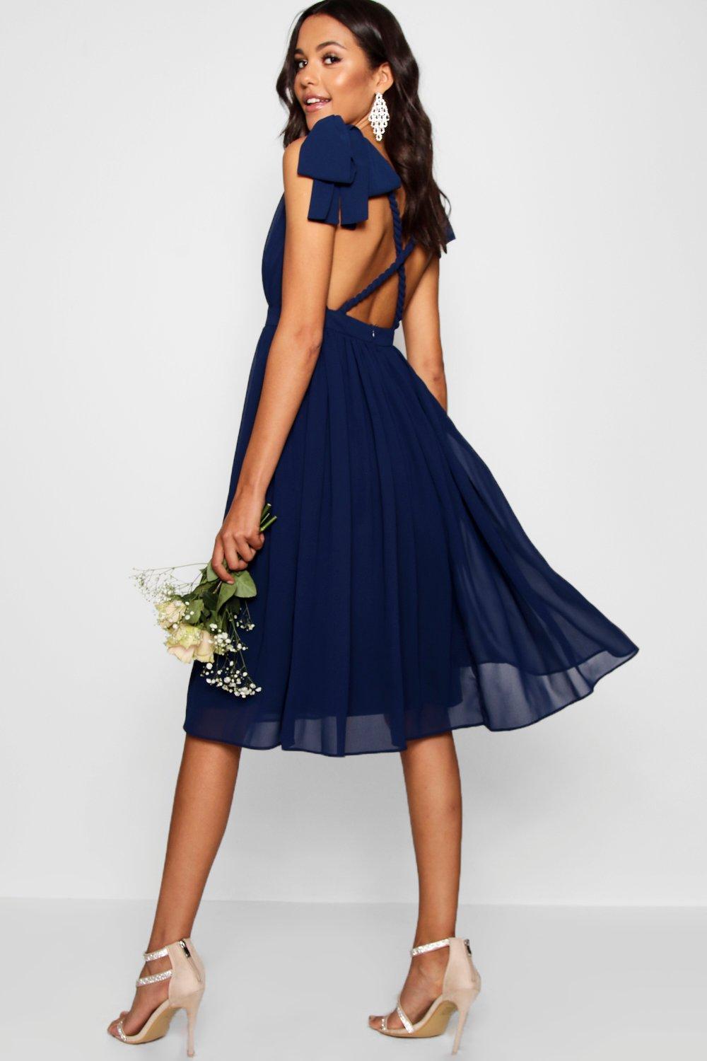 navy midi bridesmaid dress