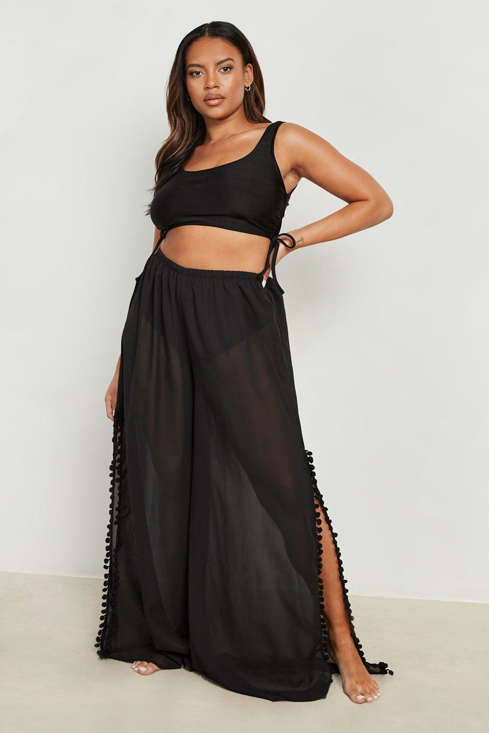 Boohoo Plus Split Leg Pom Pom Beach 