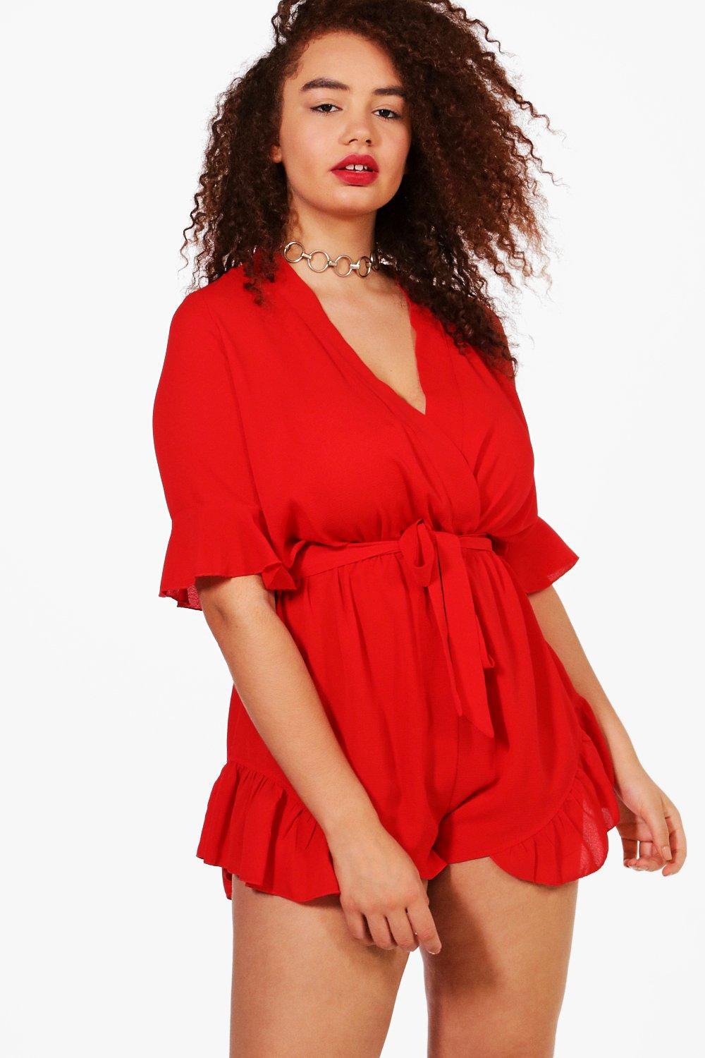 boohoo red playsuit