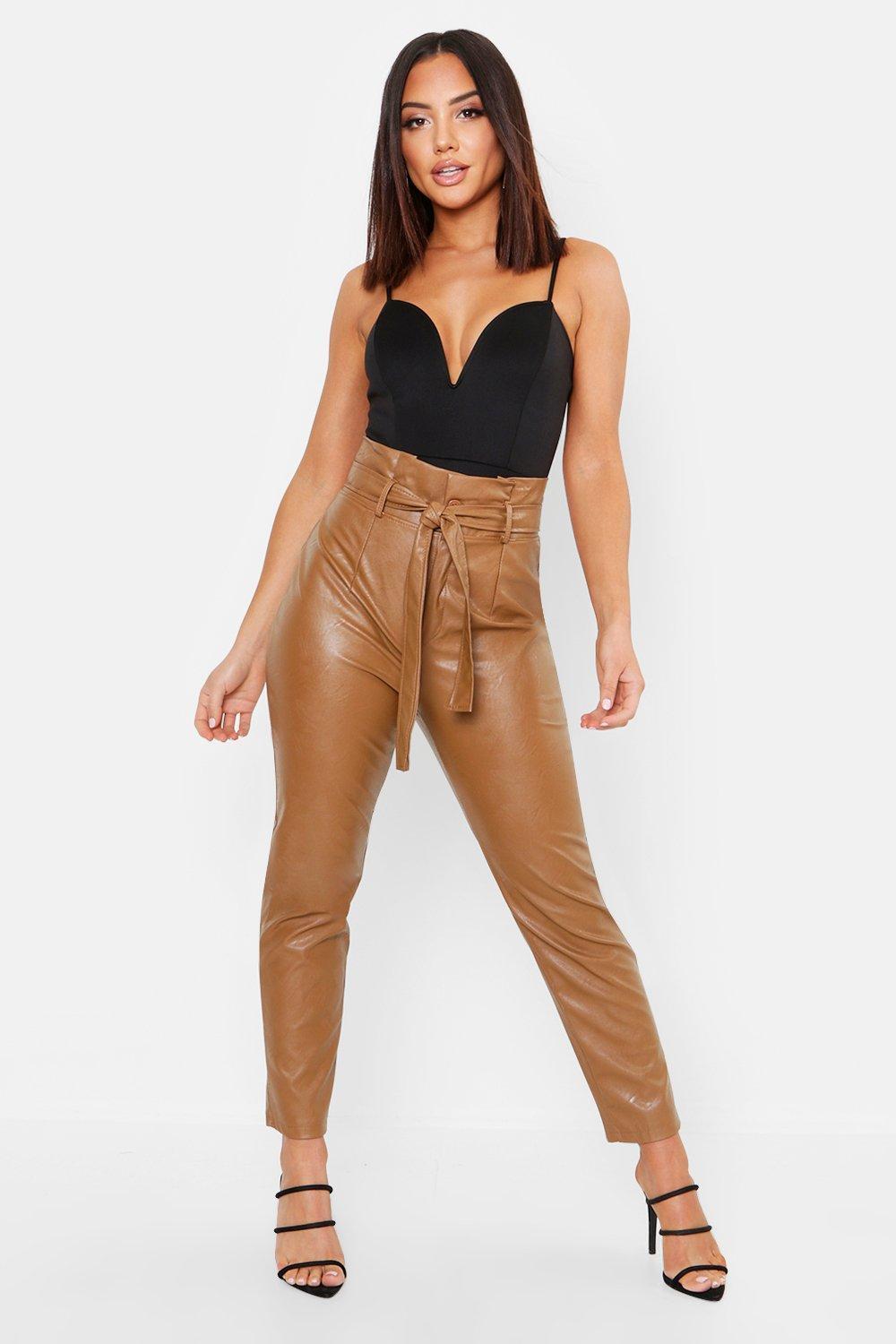 Boohoo Leather Look Paperbag High Waist 