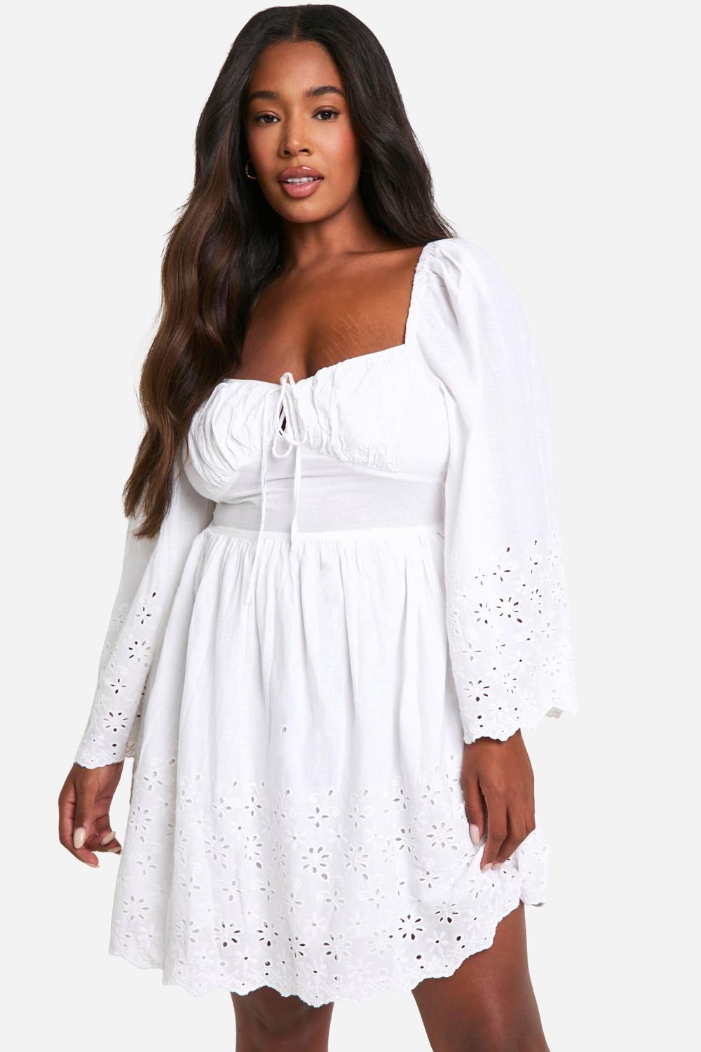 knee length dresses for ladies Goddiva  Long Sleeve Skater Dress  campaign-outlet  White