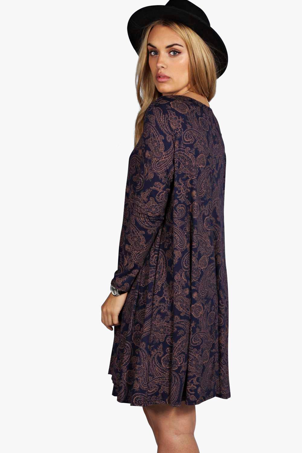 boohoo flare sleeve lace dress in navy