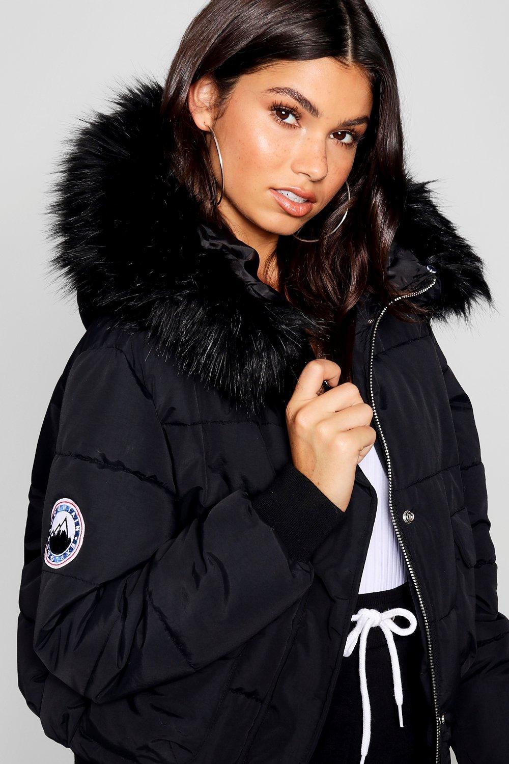 Puffer Jacket With Fur Hood Black Czech Republic, SAVE 53% - eagleflair.com