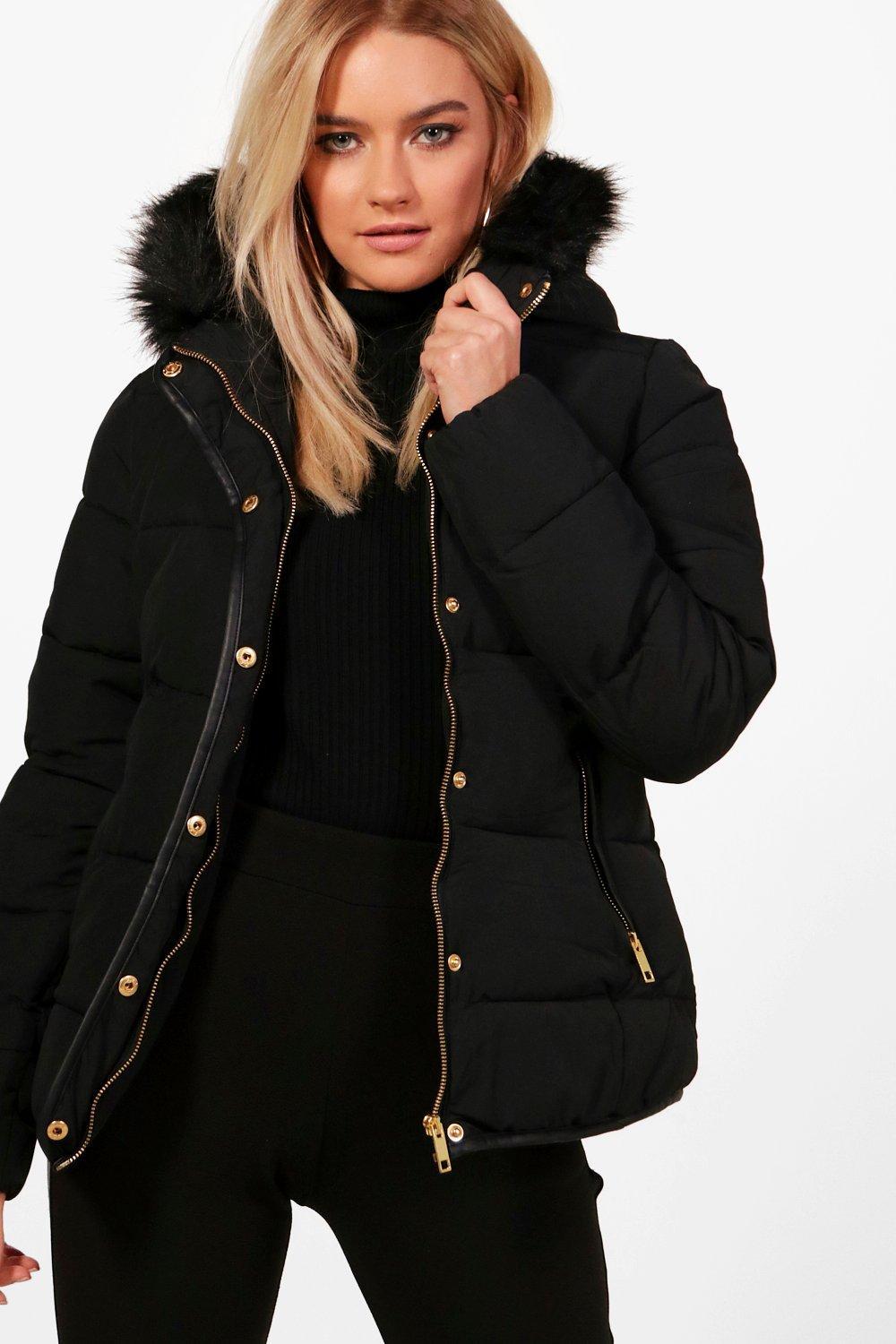 Black fitted padded jacket Clearance